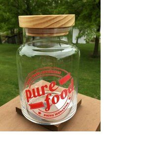 Food Network 30-oz. Clear Glass Storage Jar Pantry Container Enjoy Munching NEW